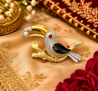 Hand Crafted Antique Bird Brooch