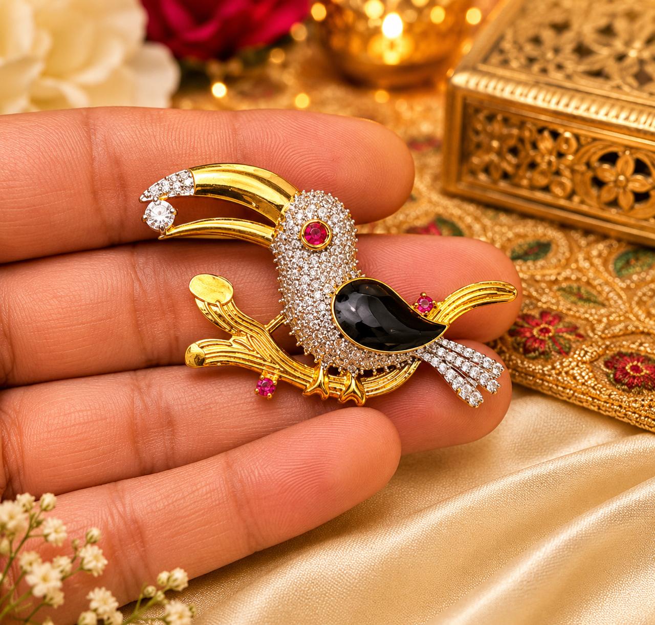 Hand Crafted Antique Bird Brooch