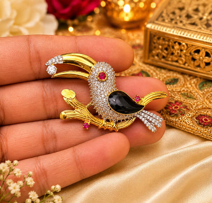 Hand Crafted Antique Bird Brooch