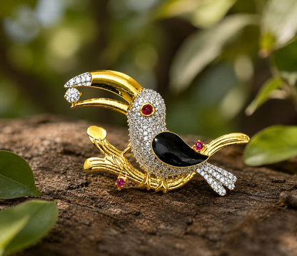 Hand Crafted Antique Bird Brooch