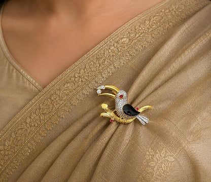 Hand Crafted Antique Bird Brooch