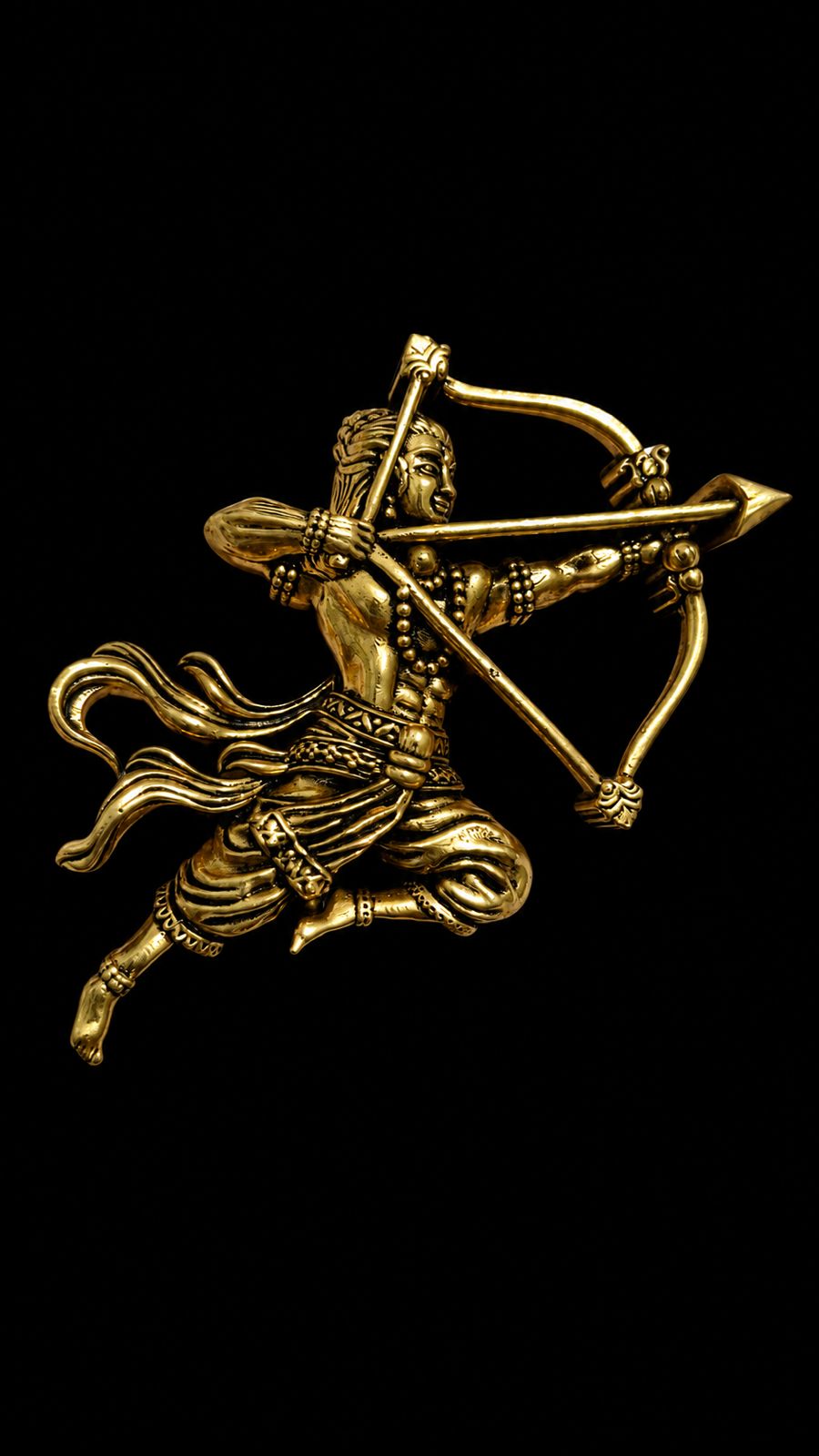 Antique Gold Veer Shri Ram Dhanush Brooch