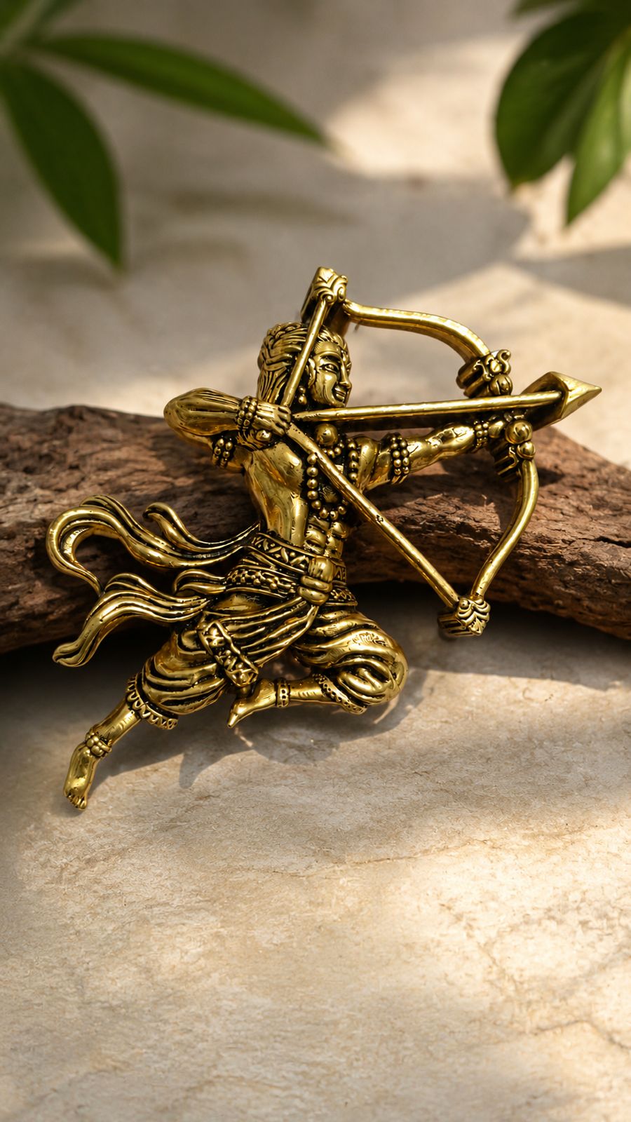 Antique Gold Veer Shri Ram Dhanush Brooch