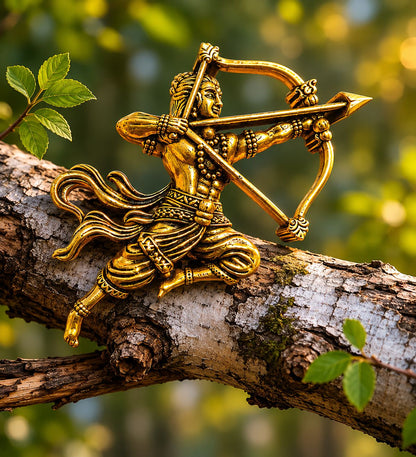 Antique Gold Veer Shri Ram Dhanush Brooch