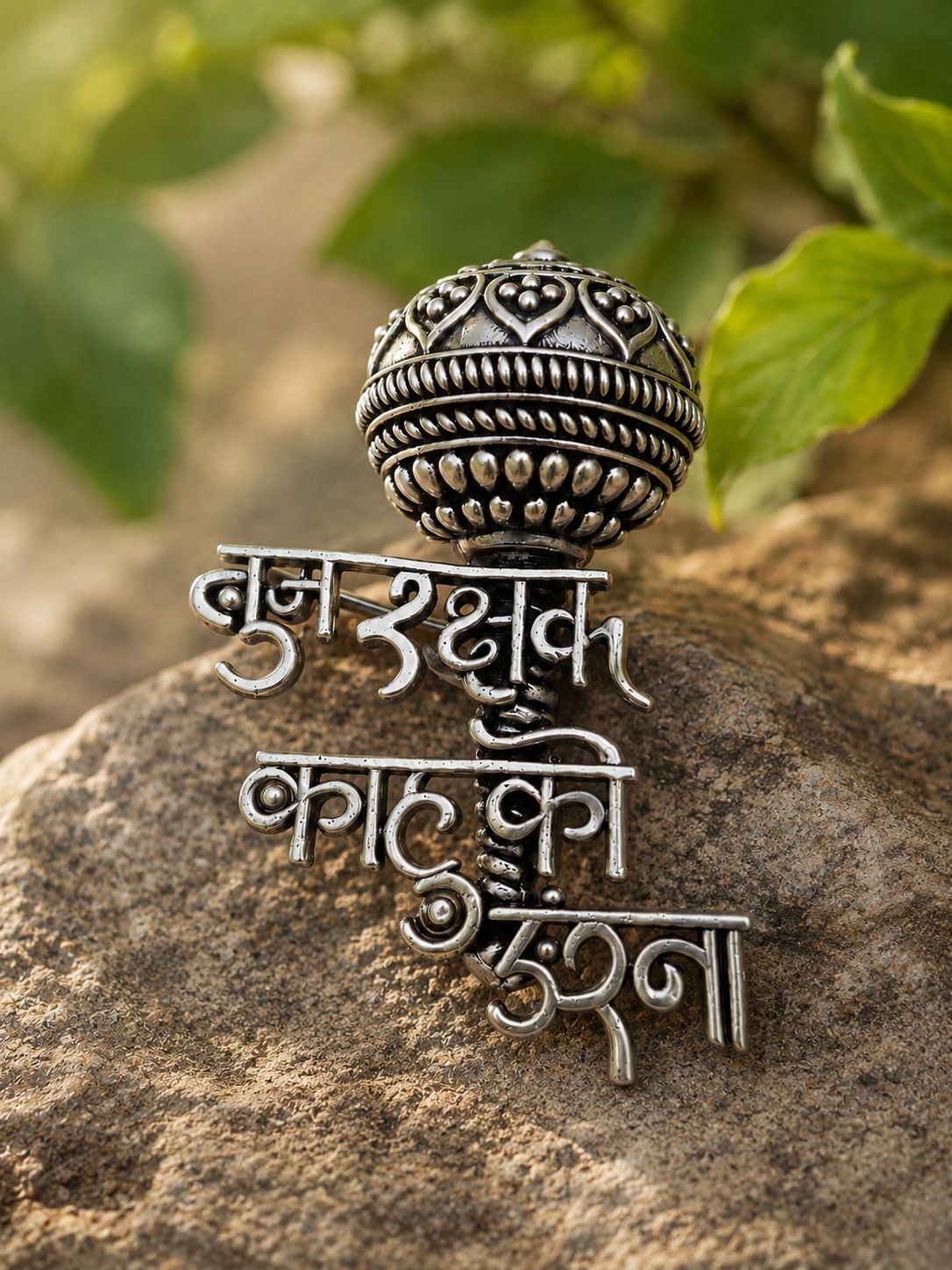 Antique Silver Hanuman Gada TUM RAKSHAK KAHU KO DARNA Brooch