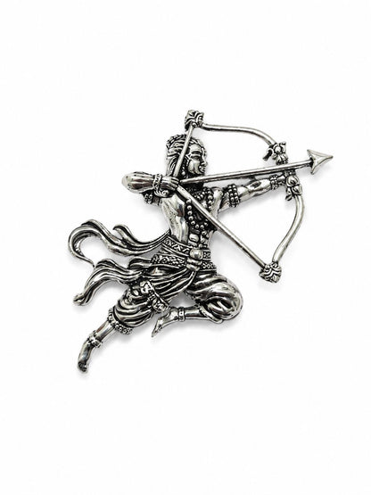 Antique Silver Plated Veer Shri Ram Dhanush Brooch