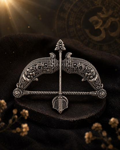 Ram Dhanush brooch traditional silver-toned metalwork