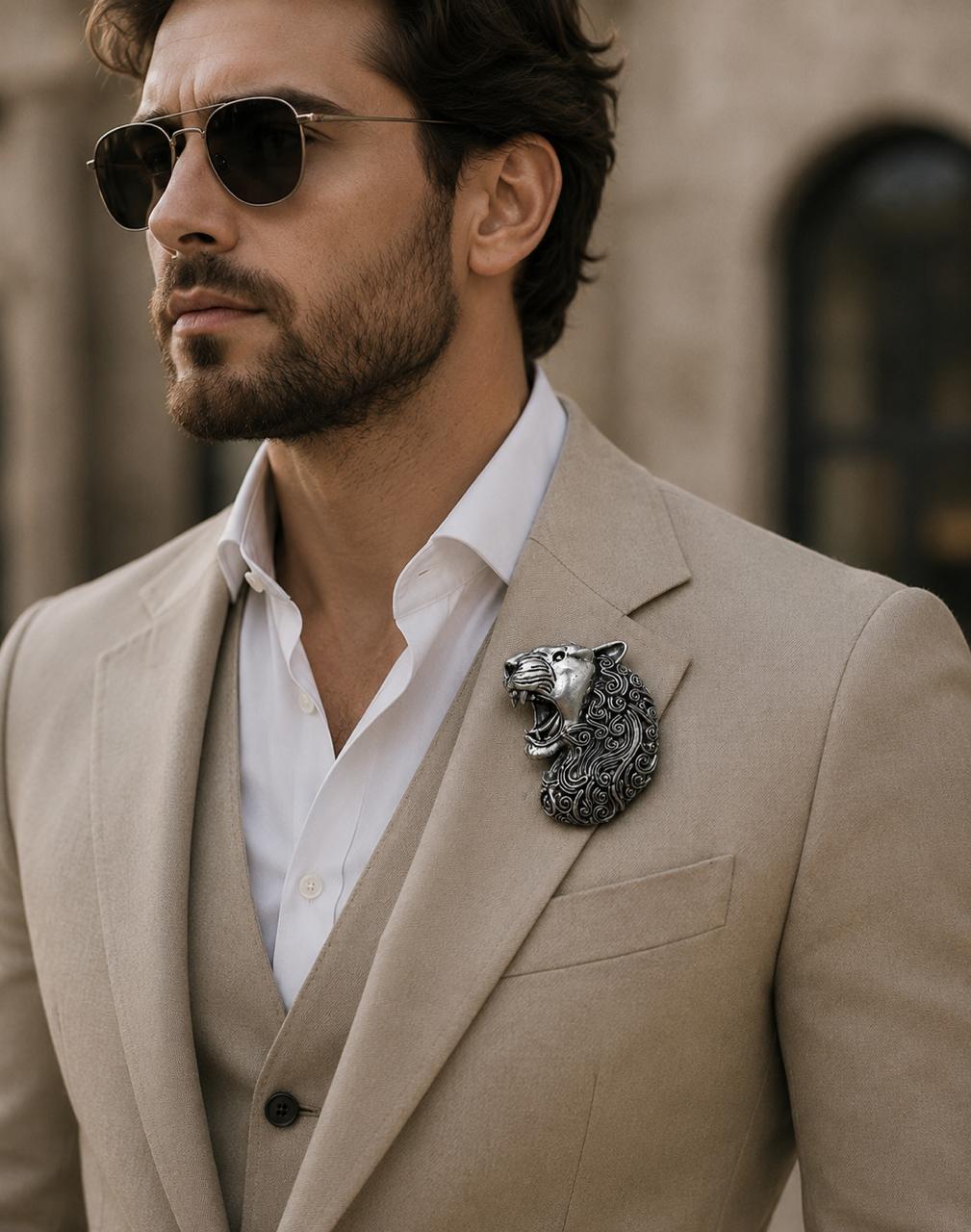 Elegant Roaring Panther Brooch