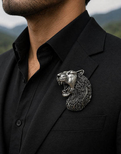 Elegant Roaring Panther Brooch