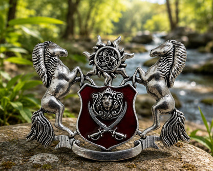 Horse Power SunLion Warrior Silver Plated Brooch