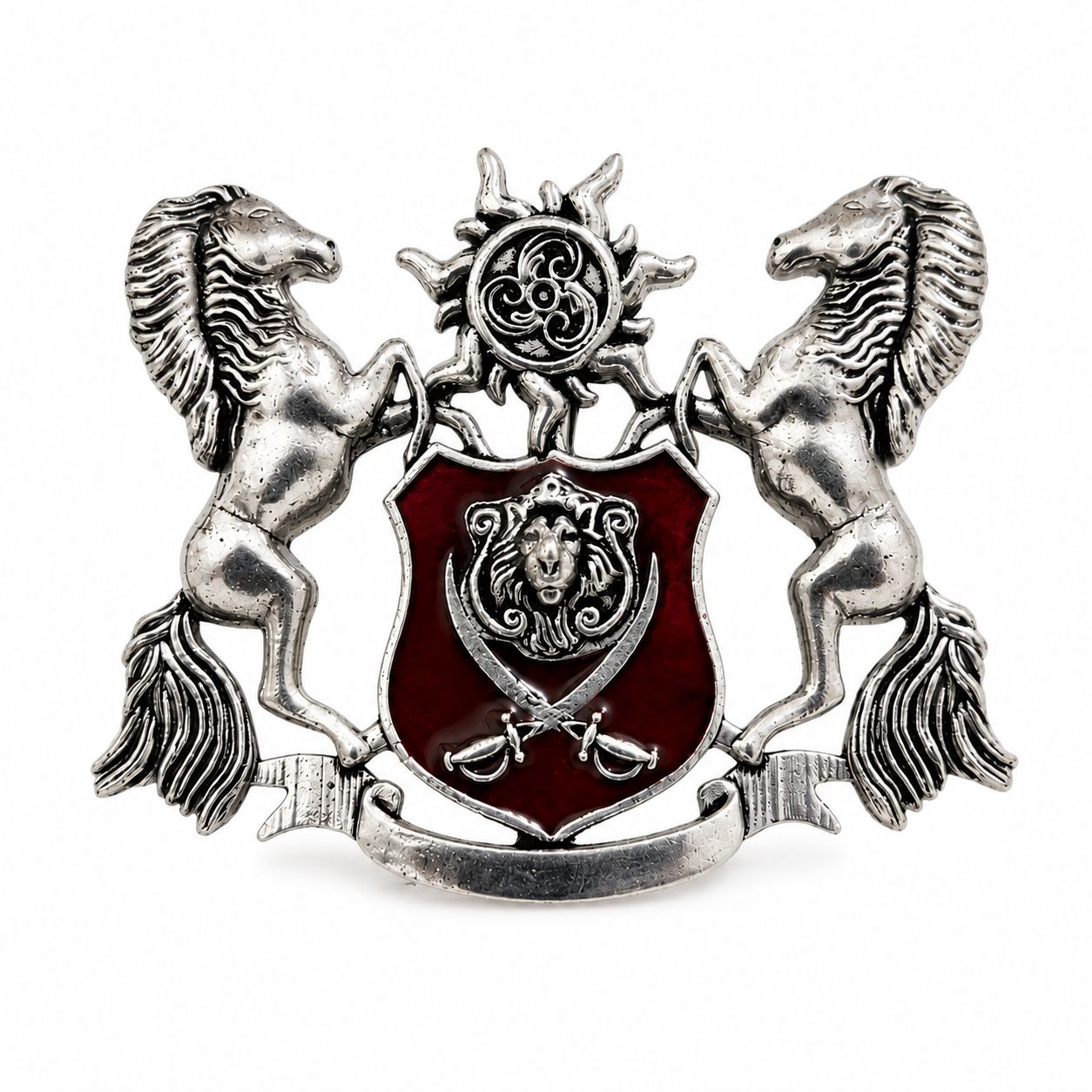 Horse Power SunLion Warrior Silver Plated Brooch