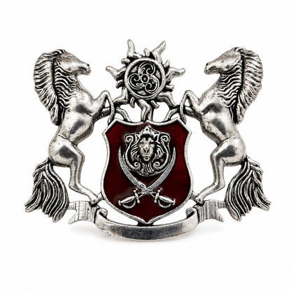 Horse Power SunLion Warrior Silver Plated Brooch