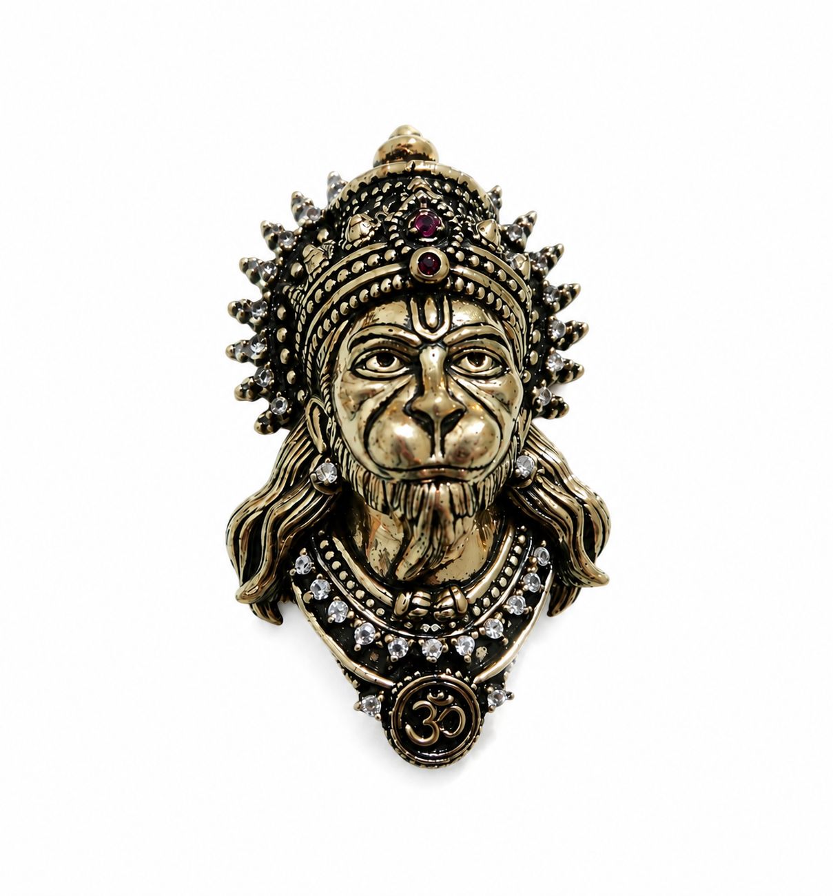 Antique Gold Plated Lord Hanuman Bajrang Bali Face Brooch