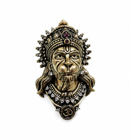 Antique Gold Plated Lord Hanuman Bajrang Bali Face Brooch