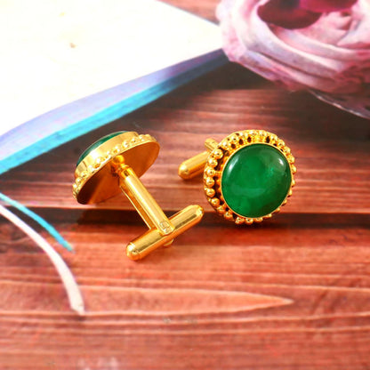 Emerald Lab Grown Green Gemstone Wedding Cufflinks