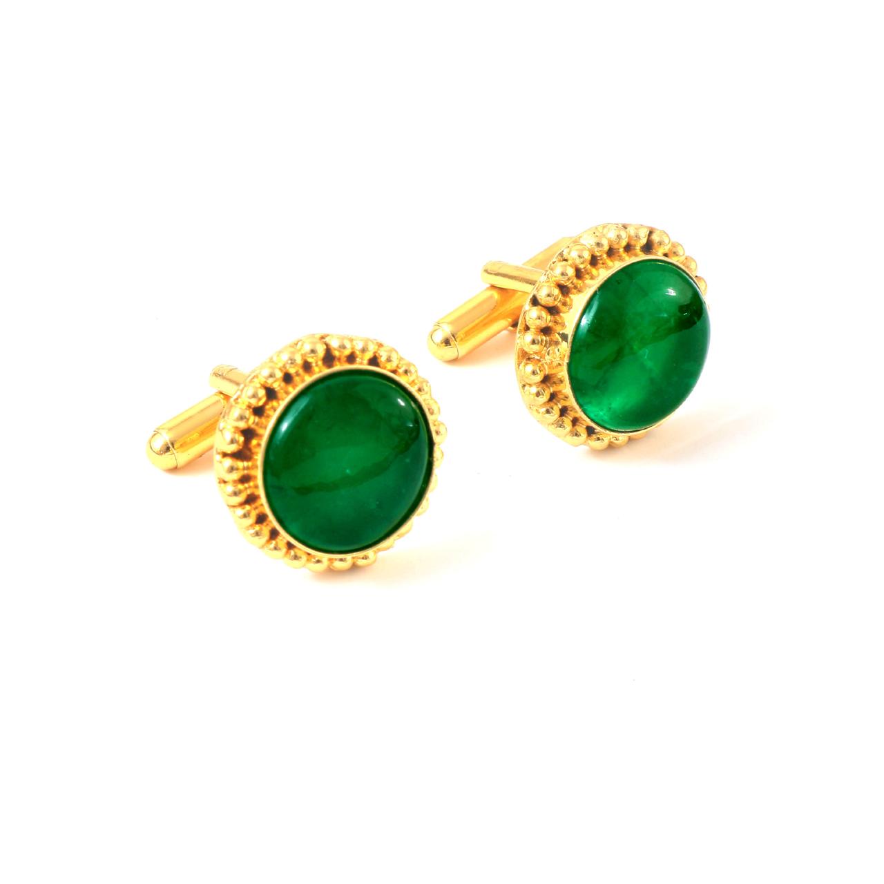 Emerald Lab Grown Green Gemstone Wedding Cufflinks
