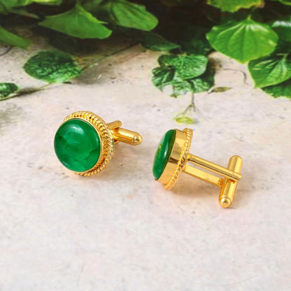 Emerald Lab Grown Green Gemstone Wedding Cufflinks