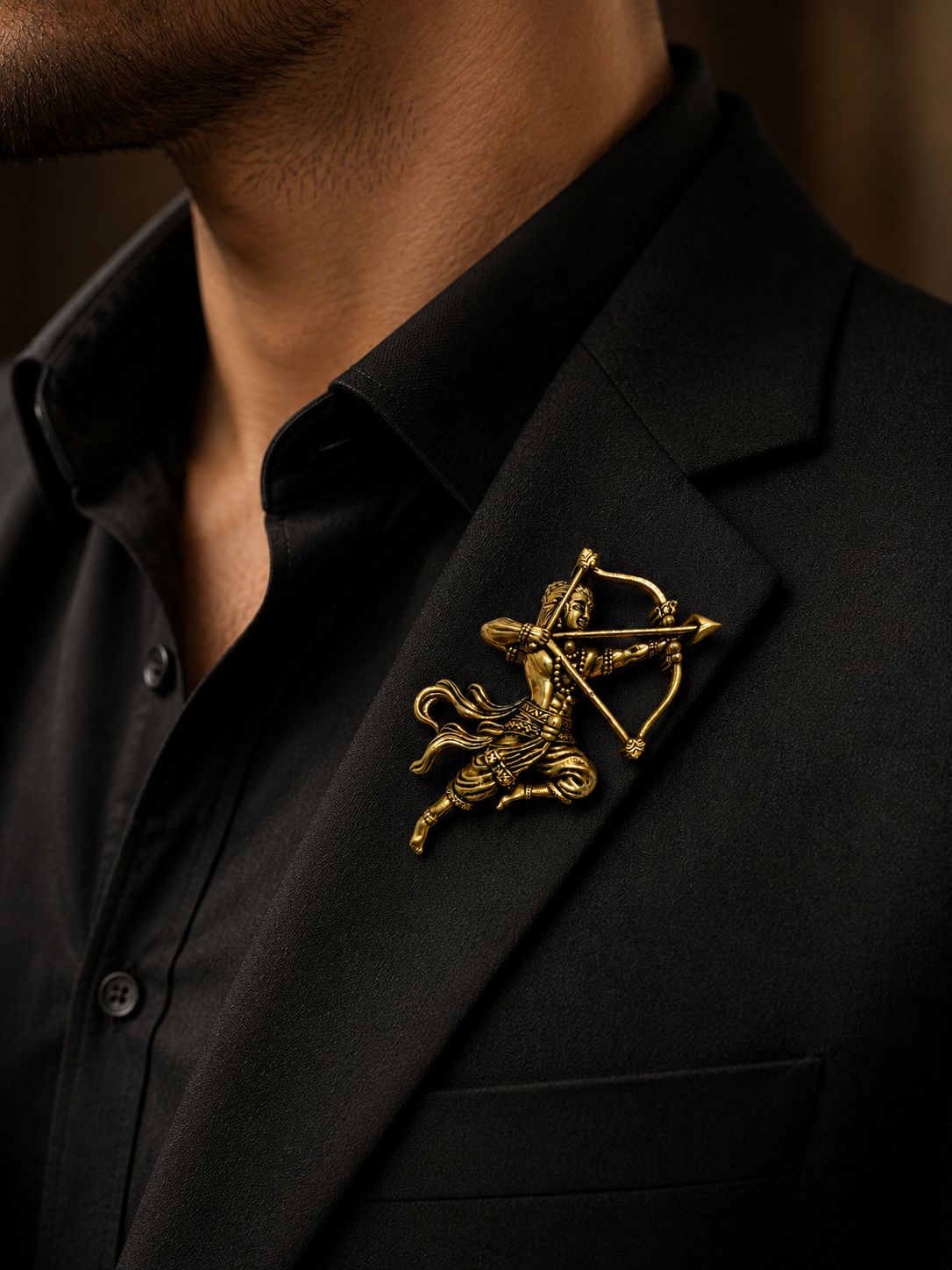 Antique Gold Veer Shri Ram Dhanush Brooch