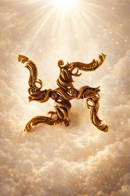 Leaf Pattern Swastik Brooch