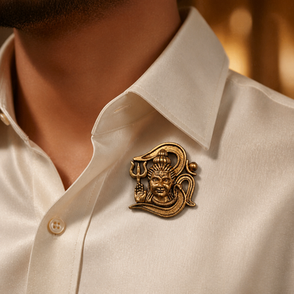 Adiyogi Shiva Gold Trishul Brass Brooch