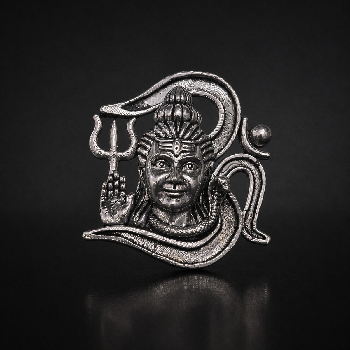 Adiyogi Shiva Silver Trishul Brass Brooch