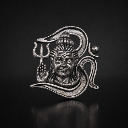Adiyogi Shiva Silver Trishul Brass Brooch