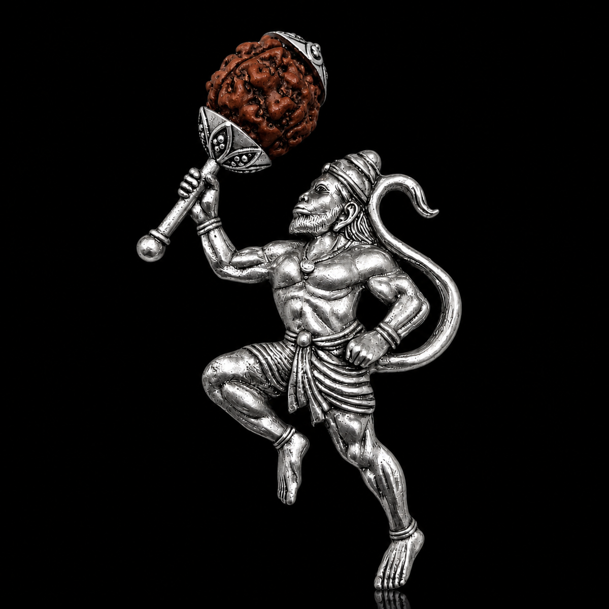 Antique Silver Hanuman Brooch