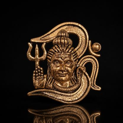 Adiyogi Shiva Gold Trishul Brass Brooch