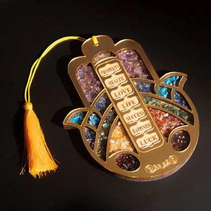Hamsa Hand Wall & Car Hanger with Seven Chakra Stones