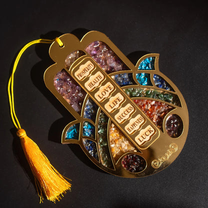 Hamsa Hand Wall & Car Hanger with Seven Chakra Stones