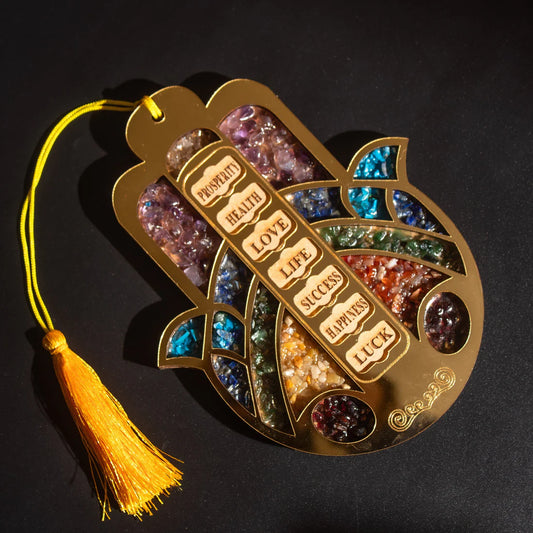 Hamsa Hand Wall & Car Hanger with Seven Chakra Stones