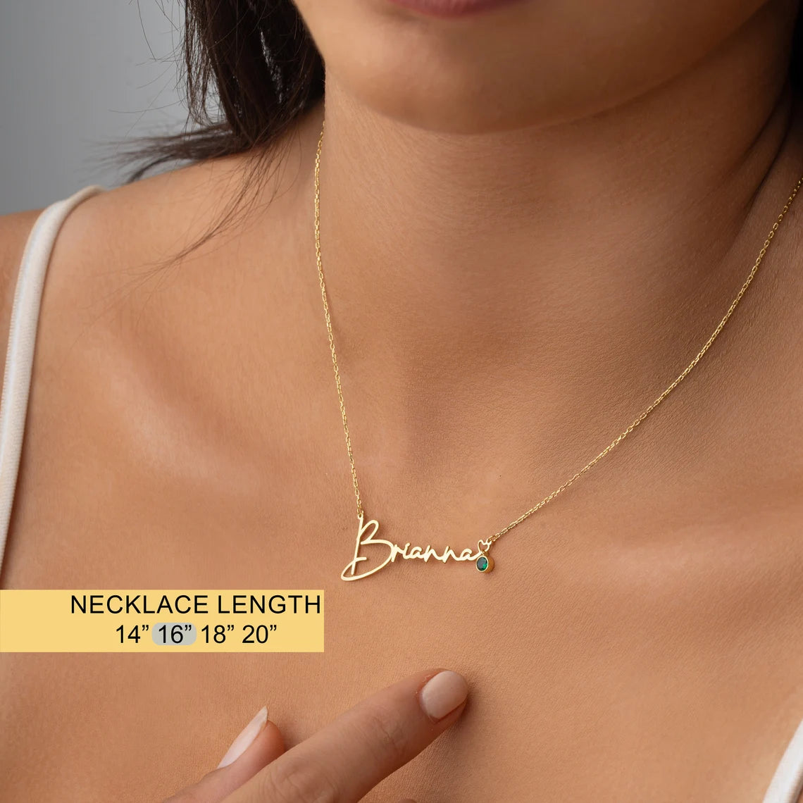 Elegant 14K Gold Custom Name Necklace with Birthstone Accent