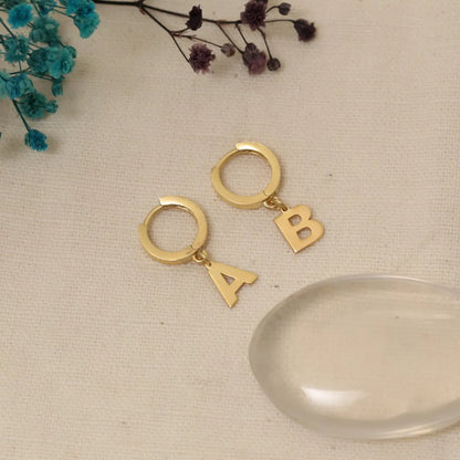 Personalized Initial Hoop Earrings, Sterling Silver or Gold