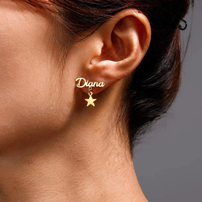 StarScript Custom Name Earrings – Personalized Drop Studs