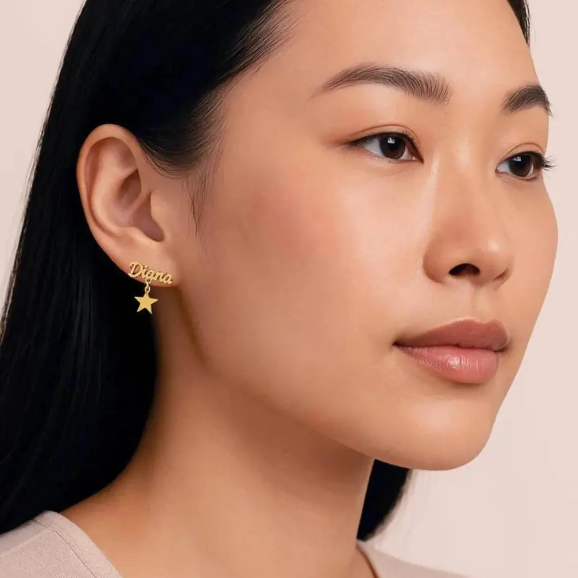 StarScript Custom Name Earrings – Personalized Drop Studs