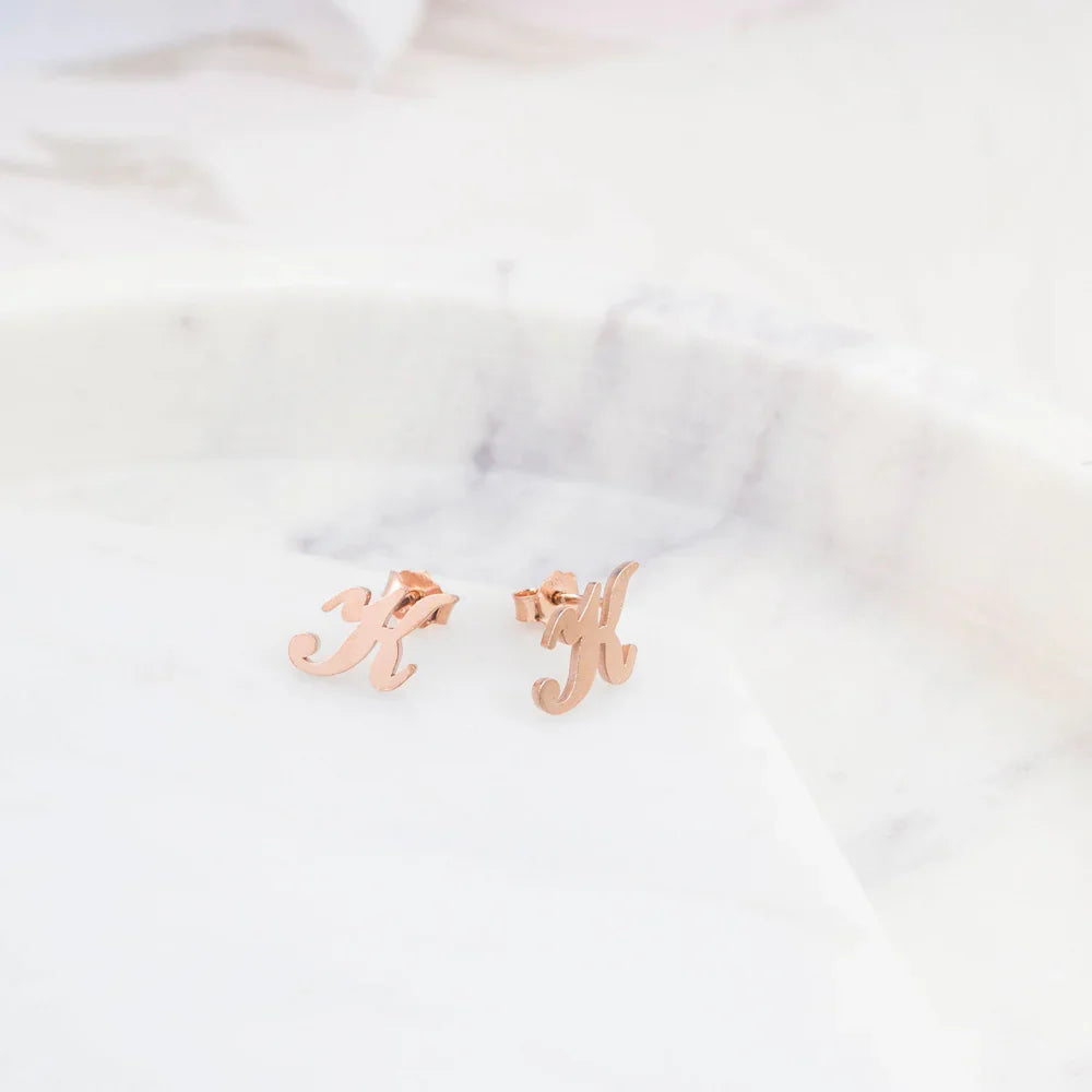Custom Letter Studs – Minimalist Earrings