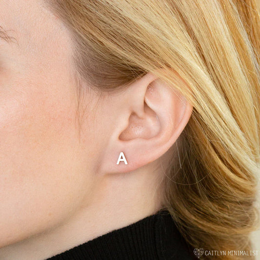 Custom Letter Studs – Minimalist Earrings