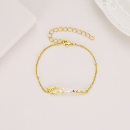 Minimalist Custom Name Bracelet in Gold / Silver / Rose Gold Personalized Couples Bff Friendship Customized Chain Bracelet Name Bracelets
