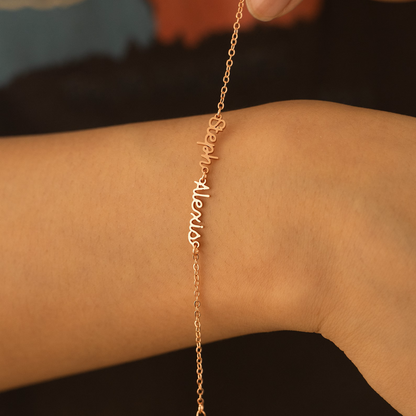 Tiny Name Bracelet, Custom Name Bracelet, Three Name Bracelets, Stackable Bracelets, Handmade Name Jewelry, New Mom Gift, Bridesmaid Gifts