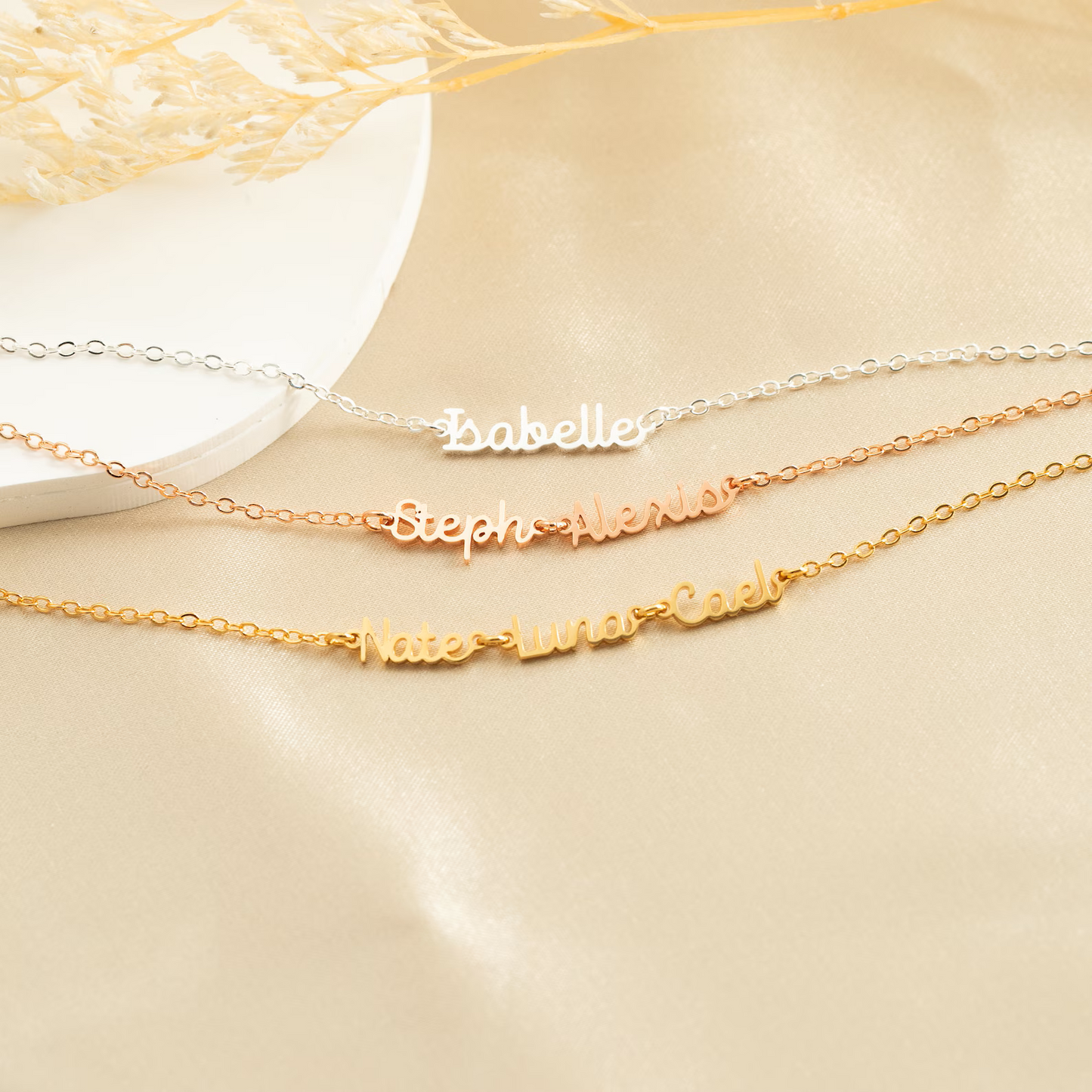 Tiny Name Bracelet, Custom Name Bracelet, Three Name Bracelets, Stackable Bracelets, Handmade Name Jewelry, New Mom Gift, Bridesmaid Gifts