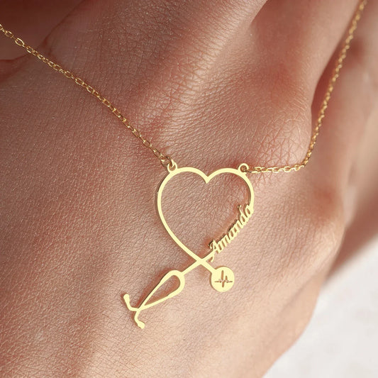 Doctor Stethoscope Necklace, Medical Charm for Doctors, cardiologists, heart doctor, Personalized Name Stethoscope Necklace, Stethoscope