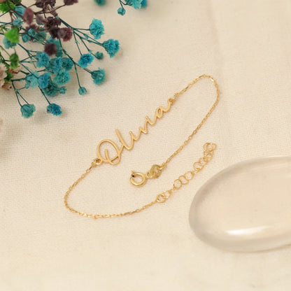Gold Plated, Custom Name Bracelet, Birthday Gift, Friendship Bracelet, Personalised Bracelet, Gift for Mom, Valentine's Day Gift,