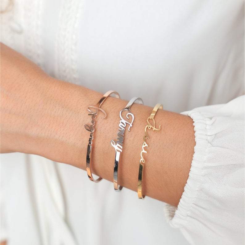 Personalized Name Bangle Bracelet