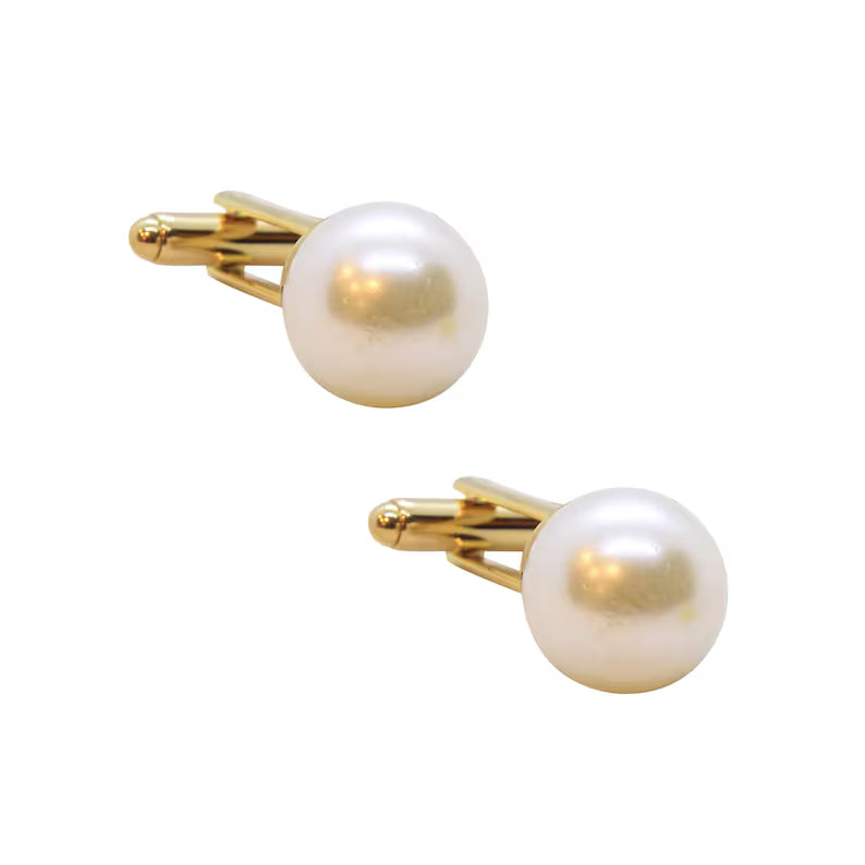 Natural Pearl Gold & Silver Color Cufflinks for the Modern Gentleman