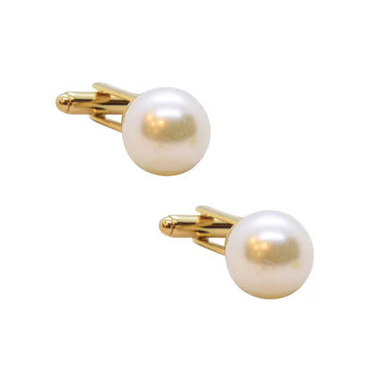 Natural Pearl Gold & Silver Color Cufflinks for the Modern Gentleman