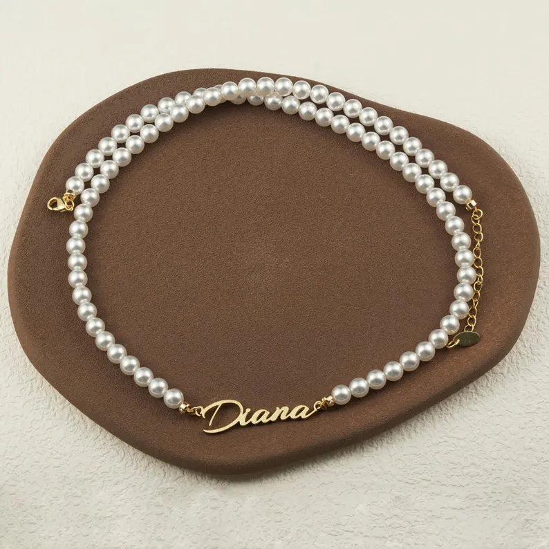 Natural Pearl Elegant Personalized Name Necklace