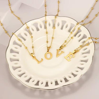 Personalized Letter Pendant Choker in Stainless Steel