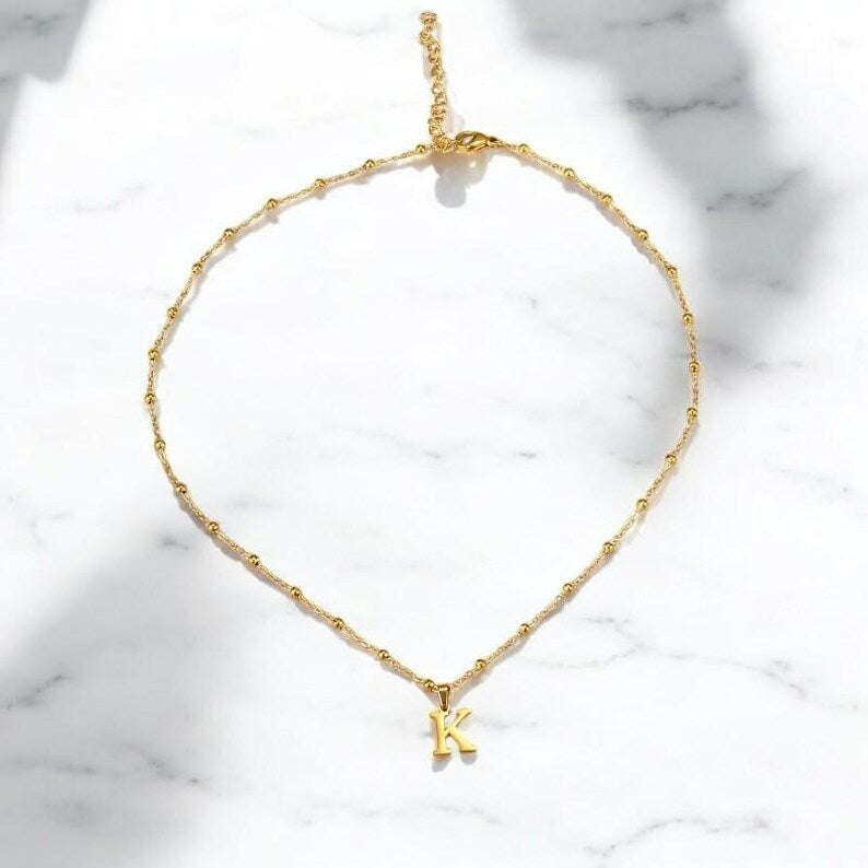 Personalized Letter Pendant Choker in Stainless Steel