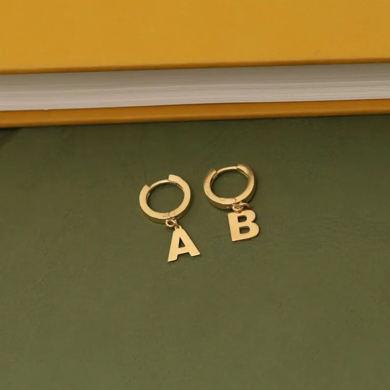 Personalized Initial Hoop Earrings, Sterling Silver or Gold