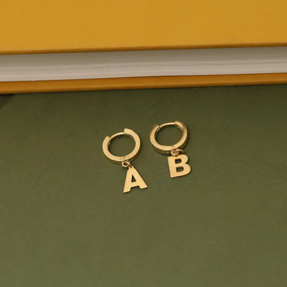 Personalized Initial Hoop Earrings, Sterling Silver or Gold